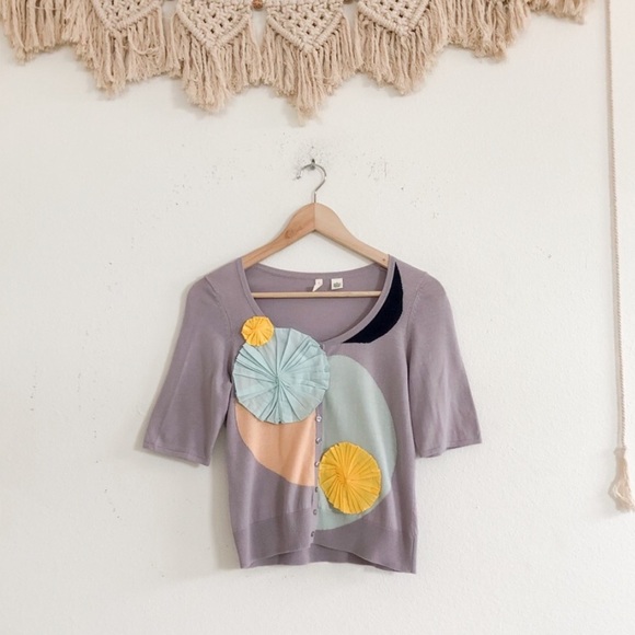 Anthropologie Moth M Pinwheel cardigan sweater top vintage retro cottagecore - Picture 3 of 8